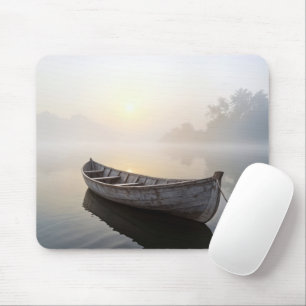 Tapis De Souris Bateau rustique sur un lac calme