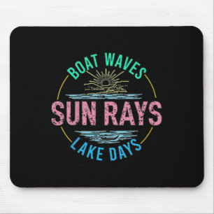 Tapis De Souris Bateau Waves Sun Rays Lake Days les années 70 Rétr