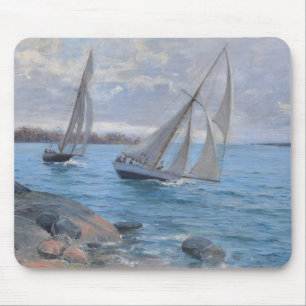 Tapis De Souris Bateaux à voile sur la rivière