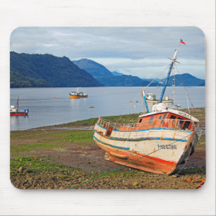 Tapis De Souris Bateaux de pêche, Hornopiren, Chili