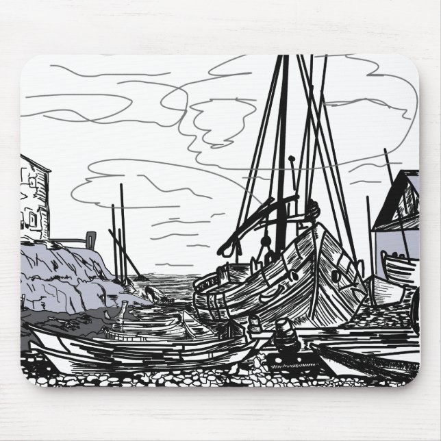 Tapis De Souris bateaux en mer (Devant)