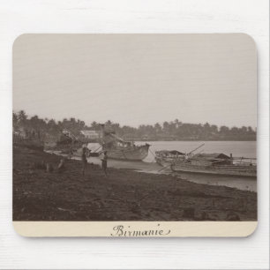 Tapis De Souris Bateaux portant le riz sur la rivière Thanlwin