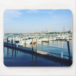 Tapis De Souris Bateaux sur la rivière Hudson, Riverside Park, NYC