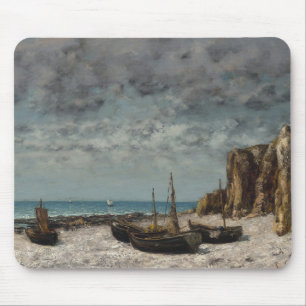 Tapis De Souris Bateaux sur une plage, Étretat - Gustave Courbet