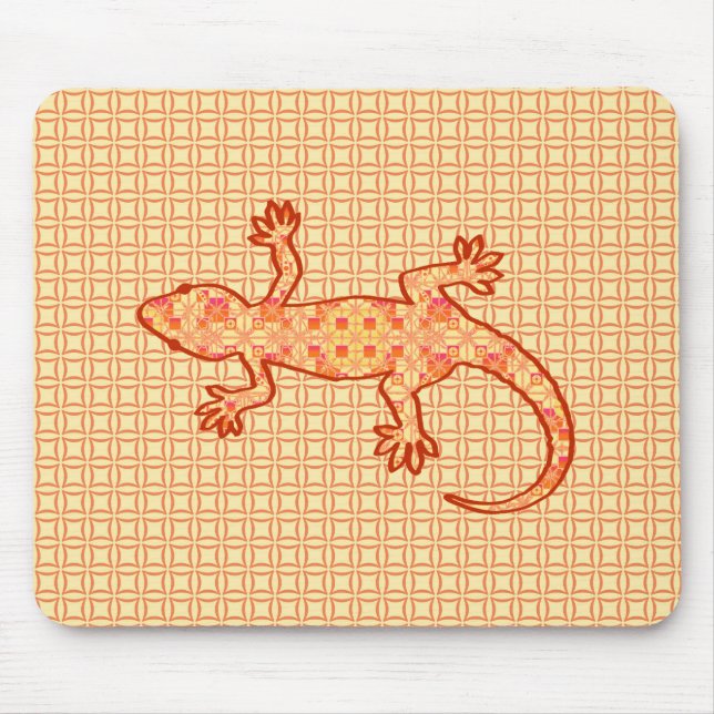 Tapis De Souris Batik tribal Gecko - corail et orange clair (Devant)
