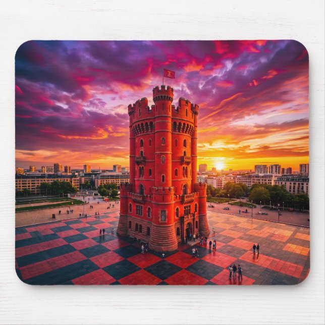 Tapis De Souris Bâtiment de château d'échecs rouge de fantaisie su (Devant)