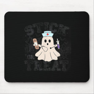 Tapis De Souris Bâton Ou Traitement Halloween Fantôme Infirmière H