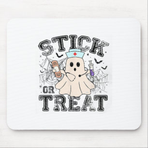 Tapis De Souris Bâton Ou Traitement Halloween Fantôme Infirmière H