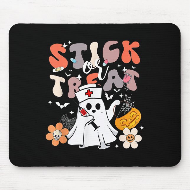 Tapis De Souris Bâton Ou Traitement Halloween Ghost Nurse Crna Eme (Devant)