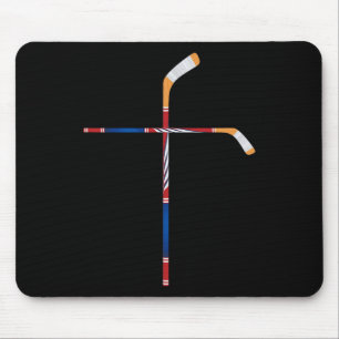 Tapis De Souris Bâtons de hockey sur glace chrétiens Croix Sports 