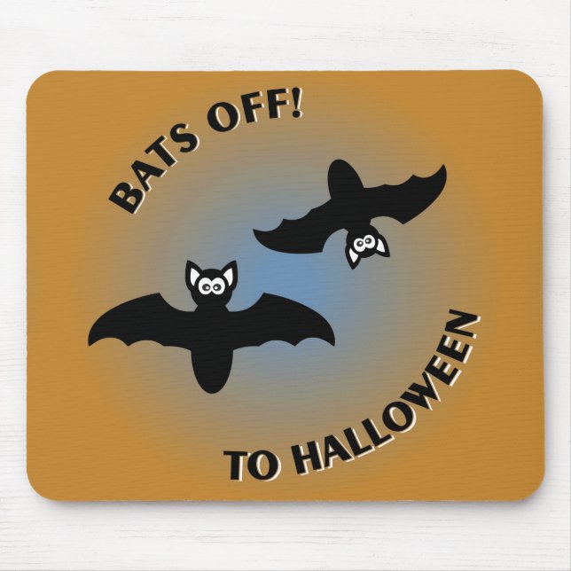 Tapis De Souris Bats d'Halloween bleu orange (Devant)