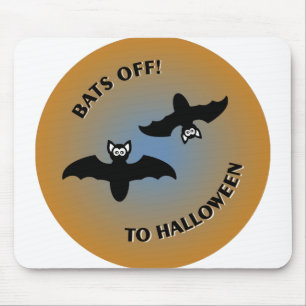Tapis De Souris Bats d'Halloween bleu orange