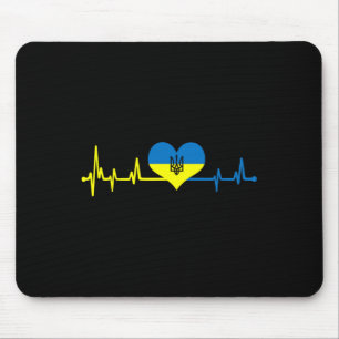 Tapis De Souris Battement de coeur Drapeau Ukraine Je suis avec l'