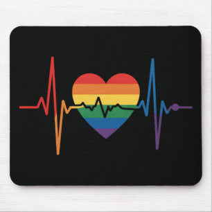 Tapis De Souris Battements de cœur LGBTQ Fierté du cœur Gay Lesbie