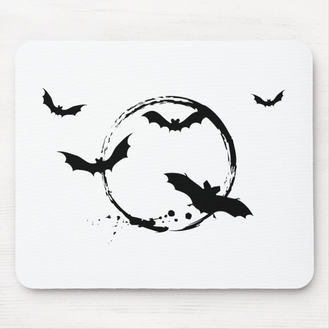 Tapis De Souris Battes de Halloween avec la lune (Devant)