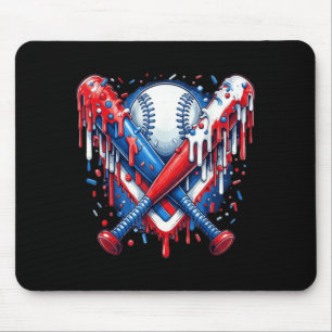 Tapis De Souris Batteur de baseball drapeau américain 4 juillet