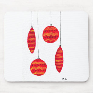 Tapis De Souris Baubles rouges de Noël