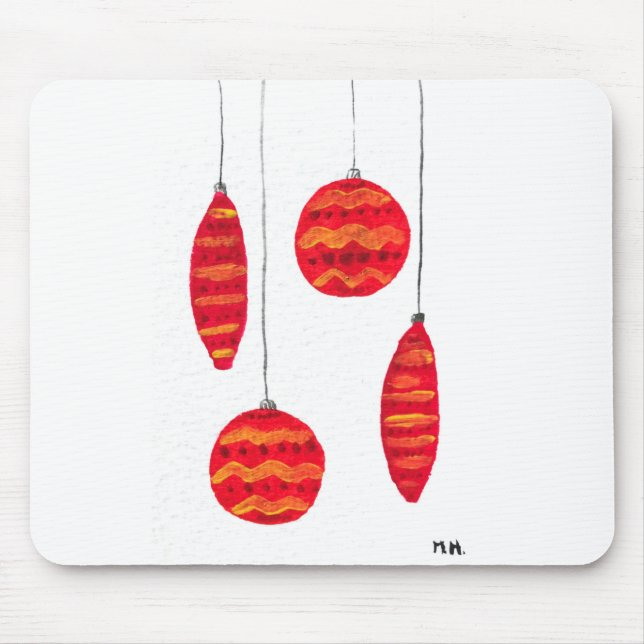 Tapis De Souris Baubles rouges de Noël (Devant)