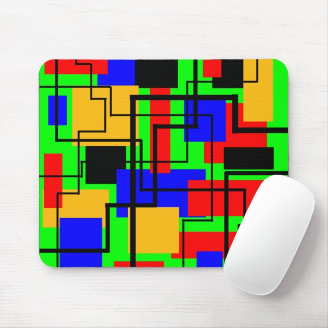 Tapis De Souris Bauhaus Rectangles et lignes (Avec souris)