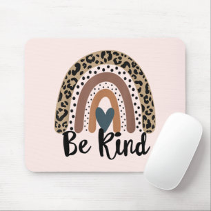 Tapis De Souris Be Kind Leopard Rainbow Boho inspiré rose