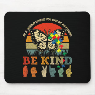 Tapis De Souris Be Kind Puzzle Papillon Asl Enseignant Autisme Awa