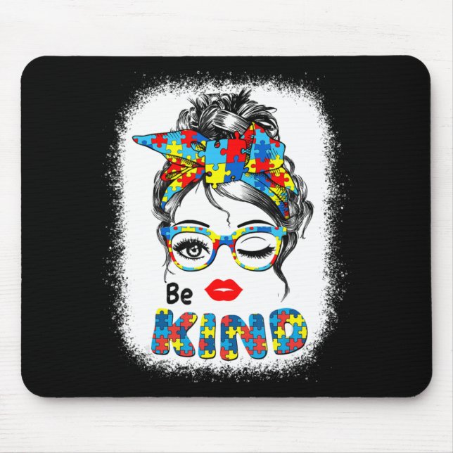Tapis De Souris Be Kind Tee Sensibilisation sur l'autisme Tie Dye  (Devant)