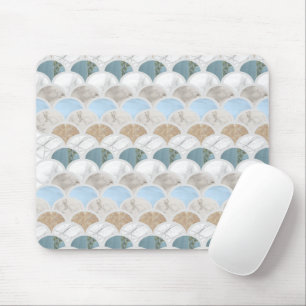 Tapis De Souris beach aqua blue white marble pastel mermaid scales