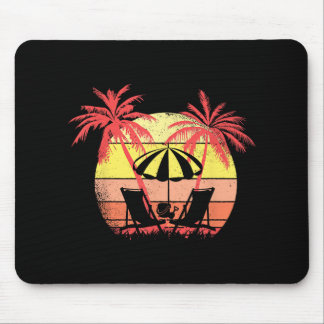 Tapis De Souris Beach Chairs Parasol Summer Sunset 80s Palm Tree
