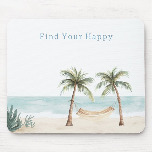 Tapis De Souris Beach Find Your Happy Palm Trees Ocean (Devant)