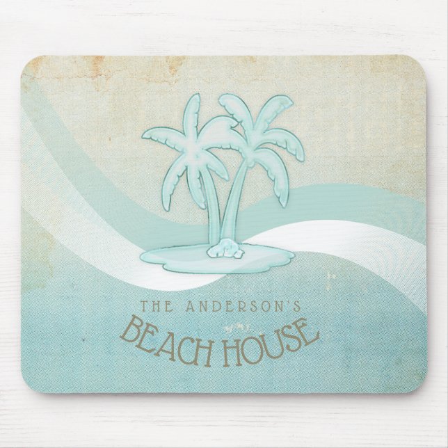 Tapis De Souris Beach House Palm Trees Aqua ID623 (Devant)