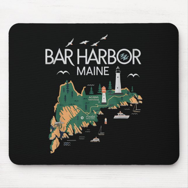 Tapis De Souris Beach Lighthouse Bar Harbour Maine (Devant)
