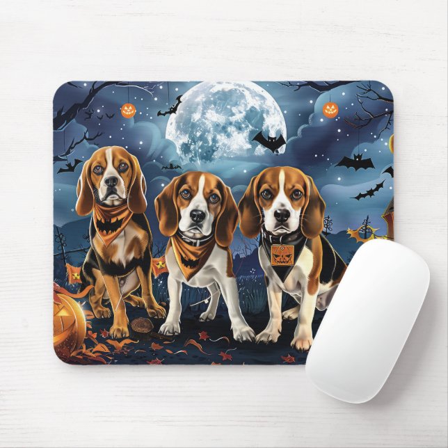 Tapis De Souris Beagle Halloween Éffrayant (Avec souris)