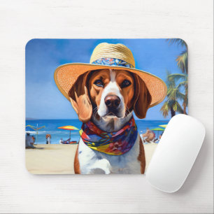 Tapis De Souris Beagle sur la plage, cadeau d'été pour les amoureu