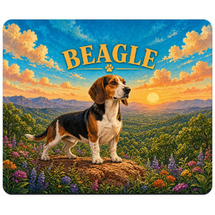 Tapis De Souris Béagle, Vallée de Shenandoah Aquarelle Vintage