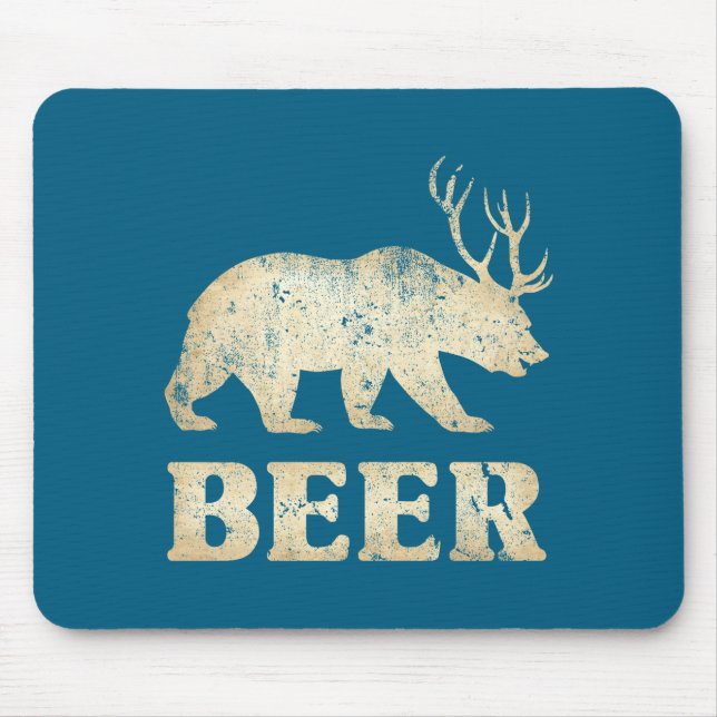 Tapis De Souris Bear Deer Vintage Beer  (Devant)