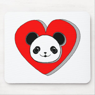 Tapis De Souris Bear Panda Et Dessin De Coeur Rouge