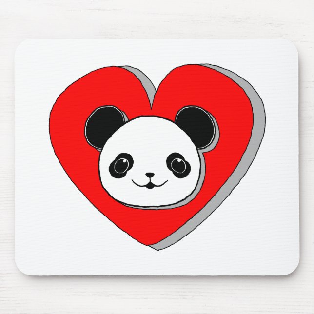 Tapis De Souris Bear Panda Et Dessin De Coeur Rouge (Devant)