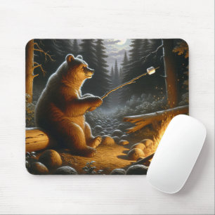 Tapis De Souris Bear Roasting Marshmallows
