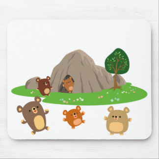 Tapis De Souris Bears de caricature mignonne dans une grotte Mouse