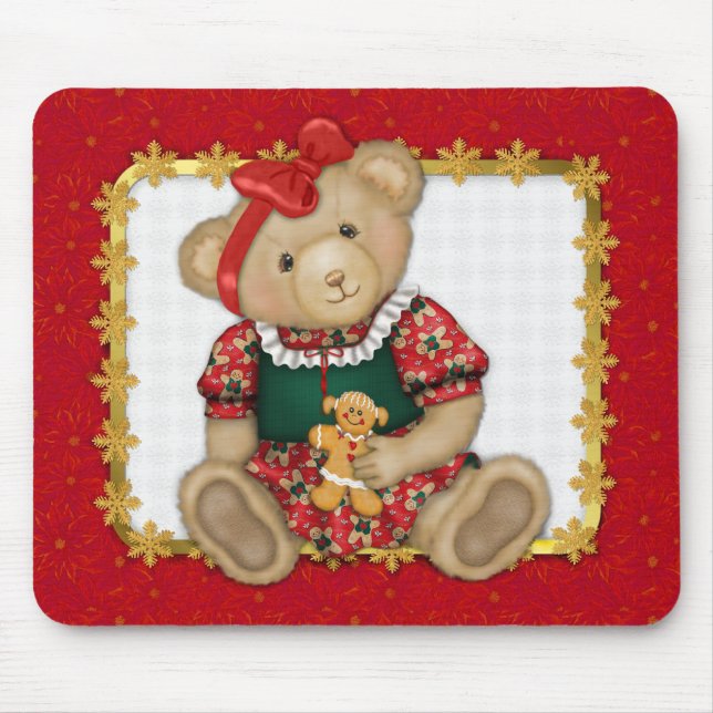 Tapis De Souris Beary Joyeux Noël -Girl Teddy (Devant)