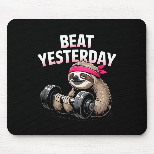 Tapis De Souris Beat Yesterday Funny Sloth Barbell Training  (Devant)