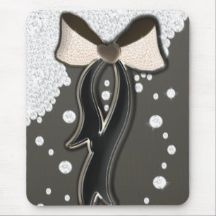 Tapis De Souris Beau brillant rose doux et arc chocolat