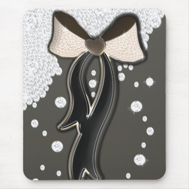 Tapis De Souris Beau brillant rose doux et arc chocolat (Devant)