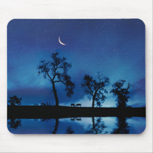 Tapis De Souris Beau cheval de campagne Starry Night Moon