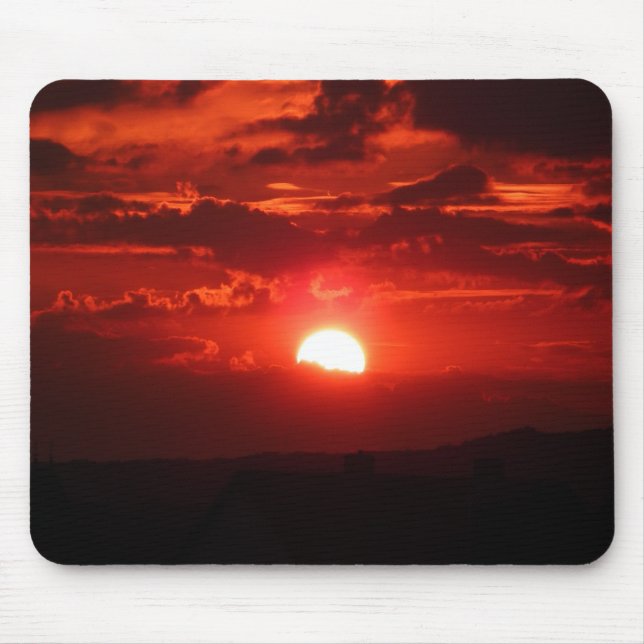 Tapis De Souris Beau coucher de soleil orange et rouge (Devant)