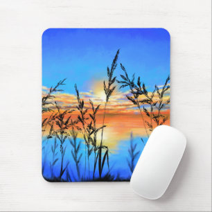 Tapis De Souris Beau coucher de soleil sur le lac - Miroir - Peint