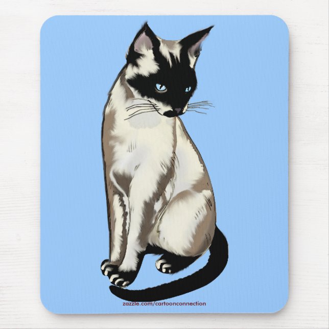 Tapis De Souris Beau dessin de chats siamois (Devant)