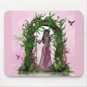 Tapis De Souris Beau elfe rose sous une arcade Mousepad