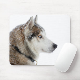 Tapis De Souris Beau Husky sibérien dans la neige