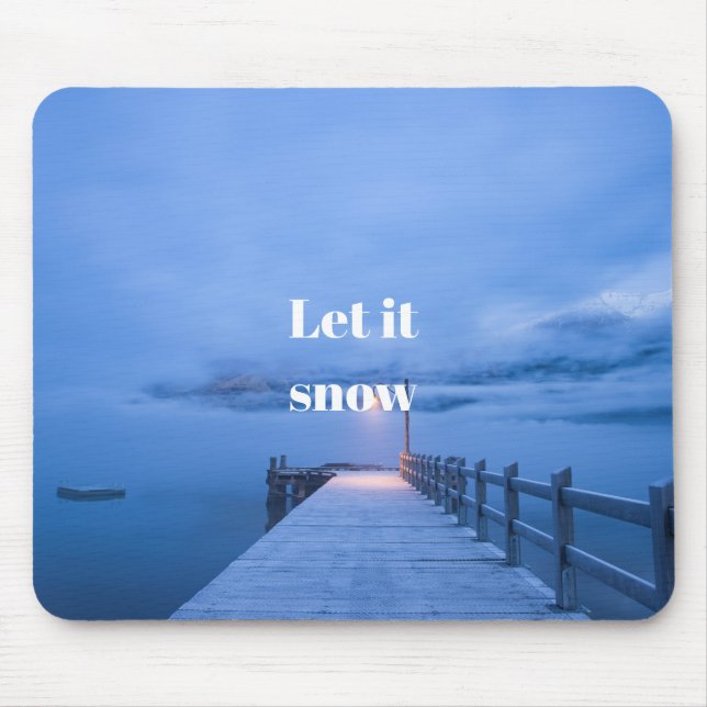 Tapis De Souris Beau lac d'hiver avec citation (Devant)